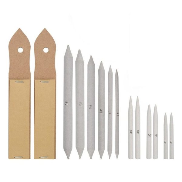 15 In 1 Blending Smudge Stump Stick Tortillon Sketch Art Drawing Sketcking Pen With Deep Gray Bag - Image 2