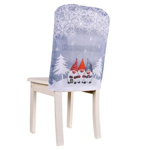 Christmas Cartoon Forest Snowflake Chairs Cover Decorative Supplies (Gray)