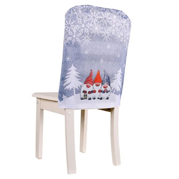 Christmas Cartoon Forest Snowflake Chairs Cover Decorative Supplies (Gray)