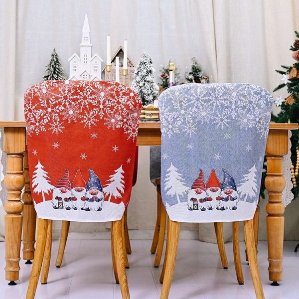 Christmas Cartoon Forest Snowflake Chairs Cover Decorative Supplies (Gray) - Image 2
