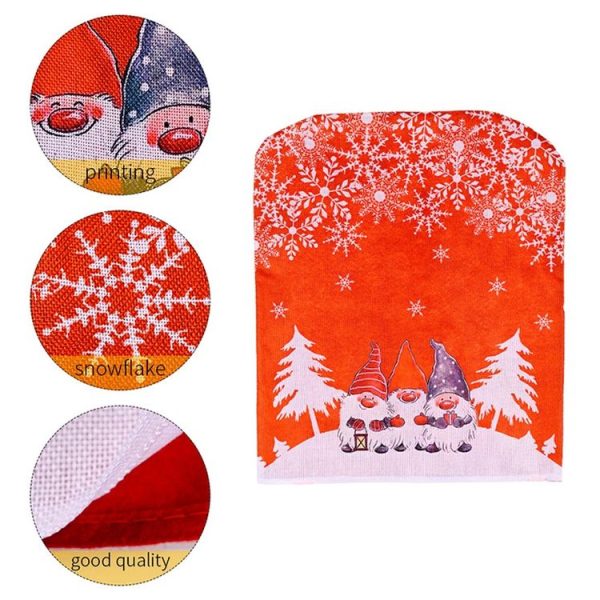 Christmas Cartoon Forest Snowflake Chairs Cover Decorative Supplies (Gray) - Image 4