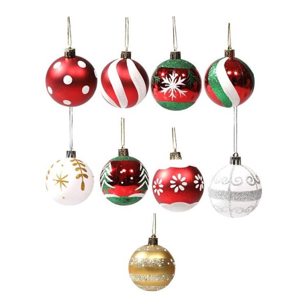 6pcs / pack 6cm Painted Christmas Ball Decoration Props (Red and White Spiral Stripes) - Image 3