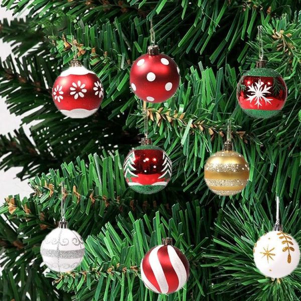 6pcs / pack 6cm Painted Christmas Ball Decoration Props (Red and White Spiral Stripes) - Image 5