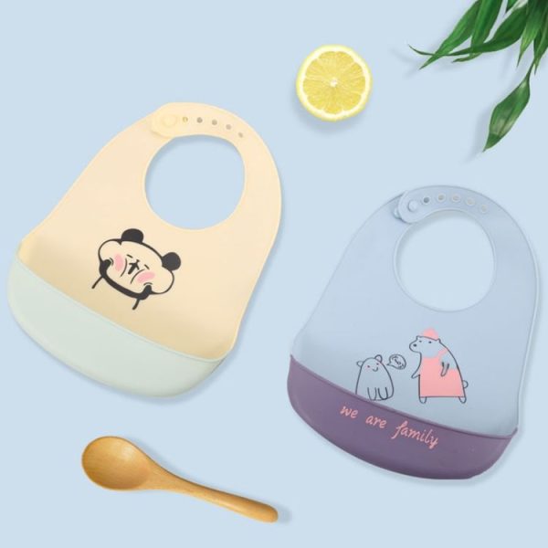 Baby Oil Spray Waterproof Silicone Bib Ultra-thin Saliva Towel, Pattern: Orange - Image 4