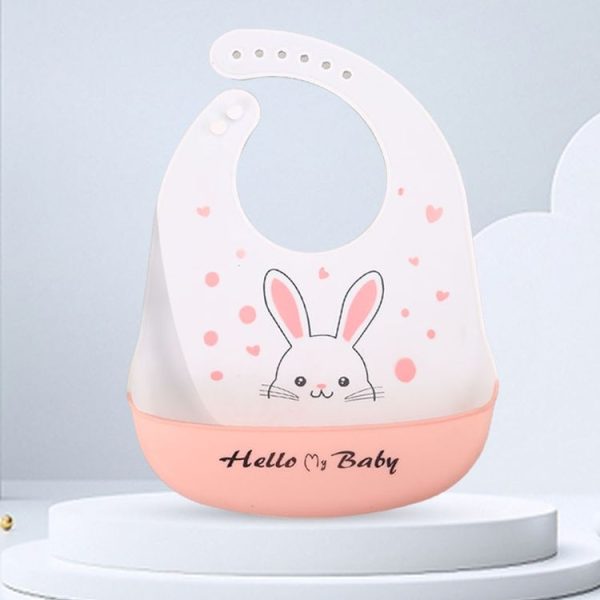 Baby Oil Spray Waterproof Silicone Bib Ultra-thin Saliva Towel, Pattern: Rabbit BATT2