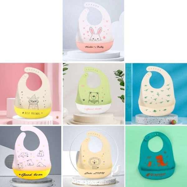 Baby Oil Spray Waterproof Silicone Bib Ultra-thin Saliva Towel, Pattern: Rabbit BATT2 - Image 2
