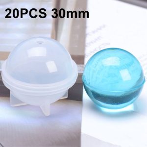 20 PCS 30mm Crystal Epoxy Ball Silicone Mould DIY Handmade Jewelry Sphere Making Mould