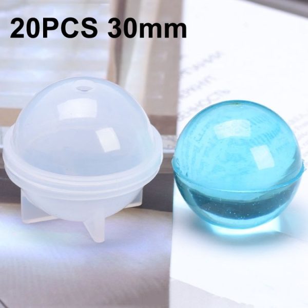 20 PCS 30mm Crystal Epoxy Ball Silicone Mould DIY Handmade Jewelry Sphere Making Mould