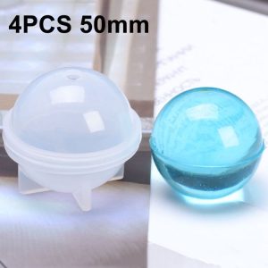 4 PCS 50mm Crystal Epoxy Ball Silicone Mould DIY Handmade Jewelry Sphere Making Mould