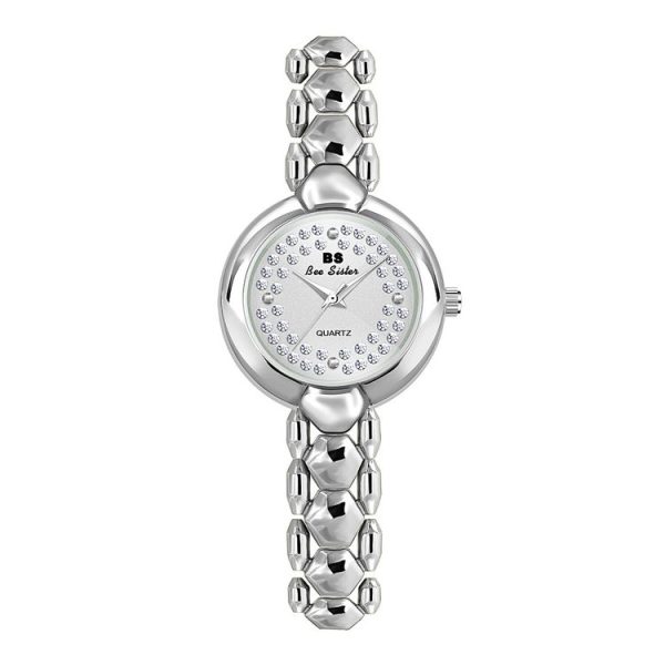 BS Bee Sister FA1691 Ladies Diamond Watch Jewelry Chain Watch (Silver)