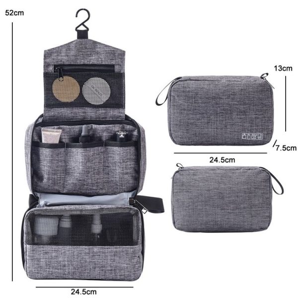 Portable Travel Waterproof Toiletries Storage Bag (Grey) - Image 3