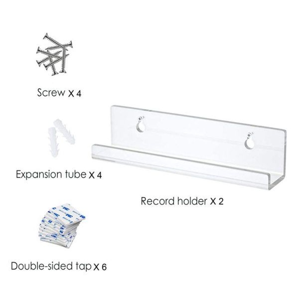 2 PCS Acrylic Record Rack Wall Mounted CD Display Stand - Image 4