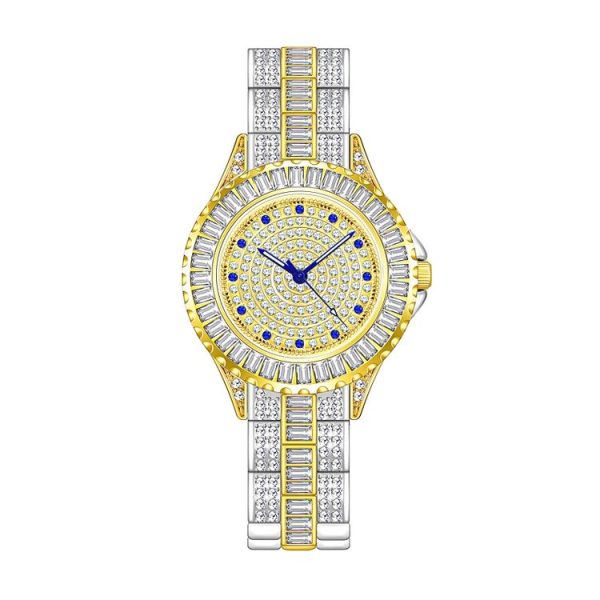 BS Bee Sister FA1686 Diamond Inlaid Ladies Watch Jewelry Chain Watch (Silver Golden)