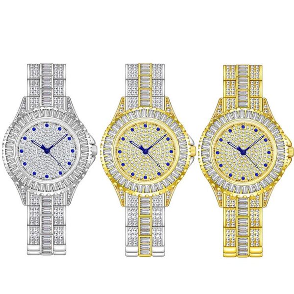 BS Bee Sister FA1686 Diamond Inlaid Ladies Watch Jewelry Chain Watch (Silver Golden) - Image 2