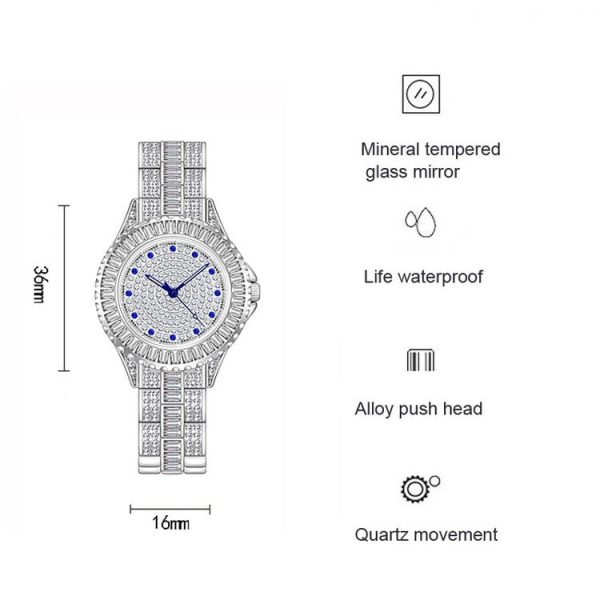 BS Bee Sister FA1686 Diamond Inlaid Ladies Watch Jewelry Chain Watch (Silver Golden) - Image 3
