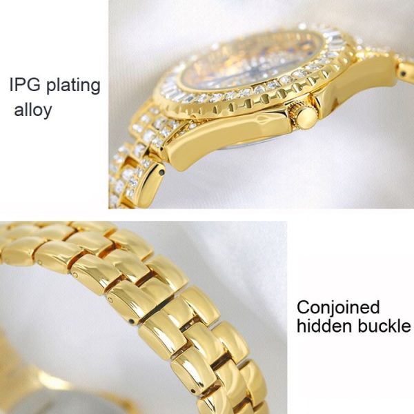 BS Bee Sister FA1686 Diamond Inlaid Ladies Watch Jewelry Chain Watch (Silver Golden) - Image 4