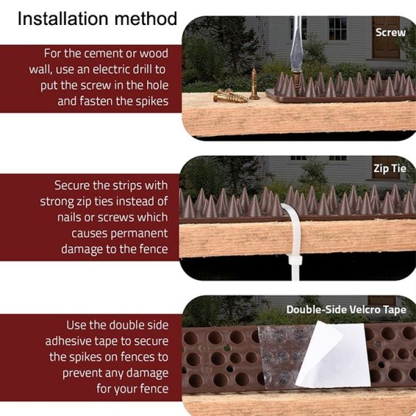 Plastic Bird Repellent Thorns Fence Anti-climb Nails (Black) - Image 7
