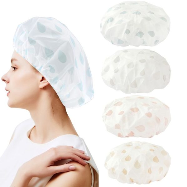 Waterproof Shower Hat Adult Women Bathing Hair Cover Anti-fume Hair Cover (Grey) - Image 2