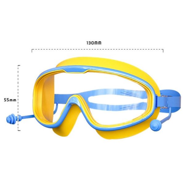 Large Frame Waterproof and Anti-fog HD Transparent Children Swimming Goggles (Black Green) - Image 3