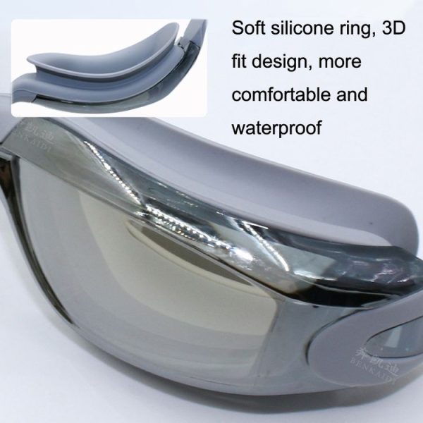 HD Waterproof and Anti-fog Electroplating Swimming Goggles (Gray) - Image 5