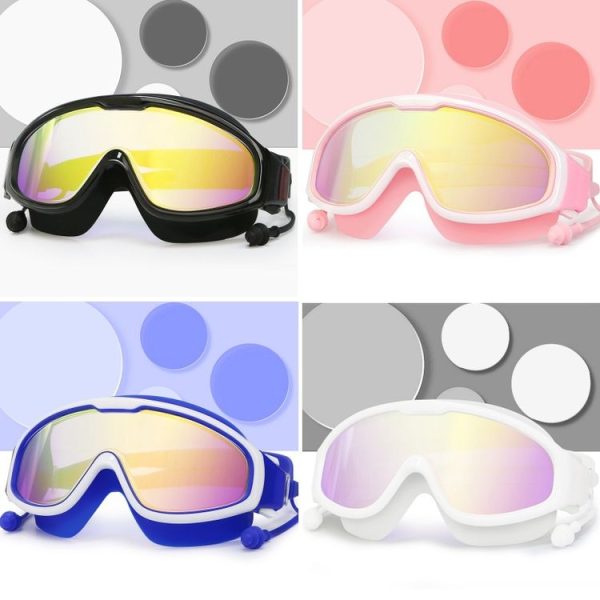HAIZID Large Frame Waterproof Anti-Fog Swimming Goggles With Earplugs (White) - Image 2