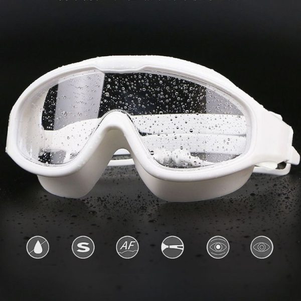 HAIZID Large Frame Waterproof Anti-Fog Swimming Goggles With Earplugs (White) - Image 7