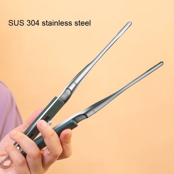 304 Stainless Steel Food Clip with Sawtooth Barbecue Tongs (Red) - Image 3
