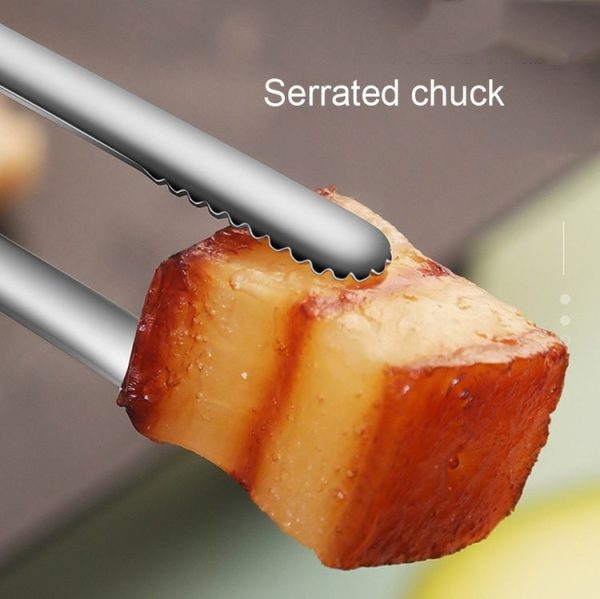 304 Stainless Steel Food Clip with Sawtooth Barbecue Tongs (Red) - Image 5