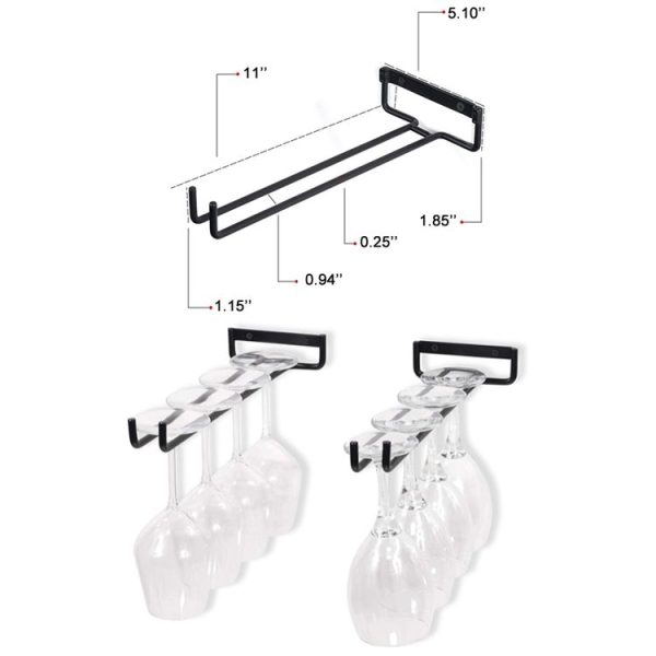 Household Wrought Iron Goblet Upside Down Cup Holder (Black) - Image 2