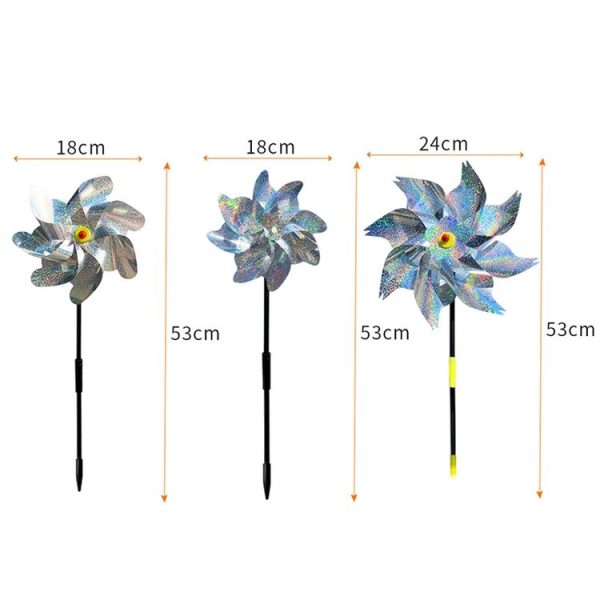 Balcony Garden Farmland Bird Catcher Reflector Anti-bird Laser Windmill, Style: Silver Octagon - Image 3