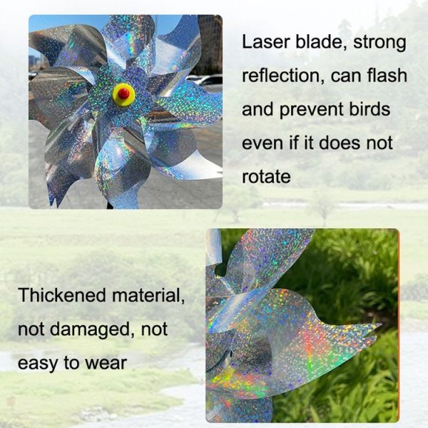 Balcony Garden Farmland Bird Catcher Reflector Anti-bird Laser Windmill, Style: Silver Octagon - Image 4