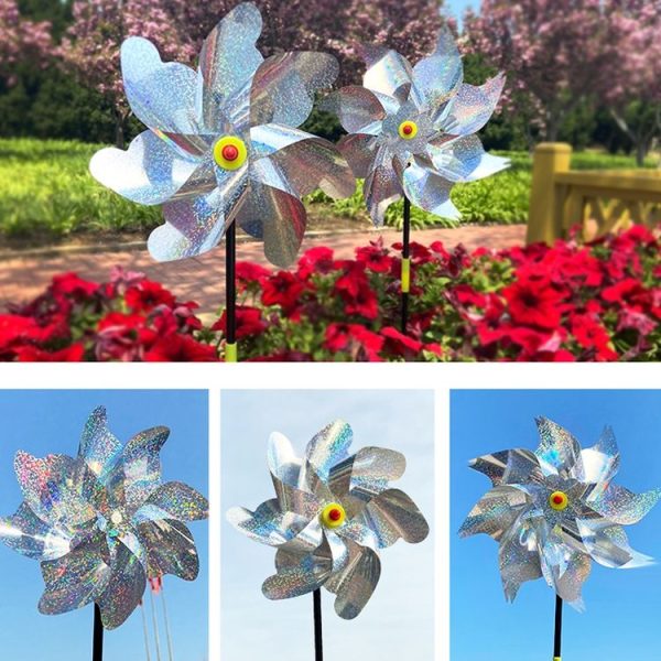 Balcony Garden Farmland Bird Catcher Reflector Anti-bird Laser Windmill, Style: Silver Octagon - Image 7