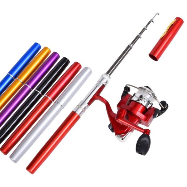 LEO Pen Type Fishing Rod & Spinning Wheel Fishing Reel Portable Pocket Fishing Gear (H8022 Silver) - Image 2