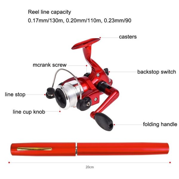 LEO Pen Type Fishing Rod & Spinning Wheel Fishing Reel Portable Pocket Fishing Gear (H8022 Silver) - Image 3