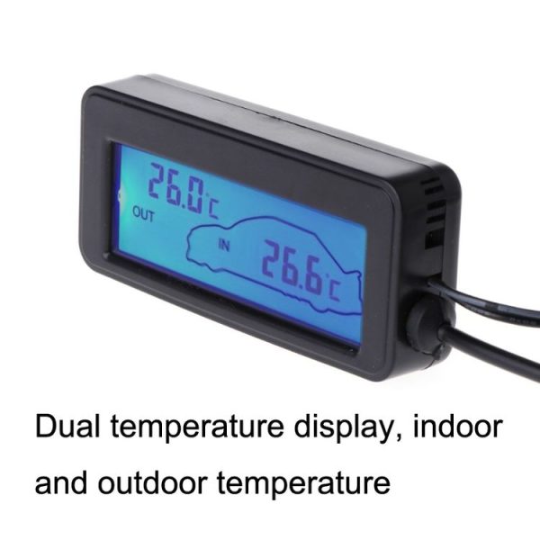 Car Inside and Outside Backlit Mini Digital Thermometer (Green) - Image 4