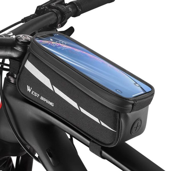 WEST BIKING 7 inches Mountain Bike Mobile Phone Touch Screen Front Beam Bag (Black)