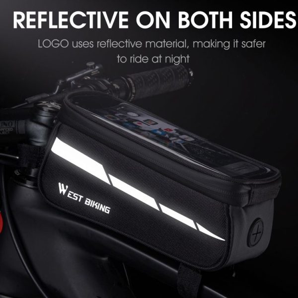 WEST BIKING 7 inches Mountain Bike Mobile Phone Touch Screen Front Beam Bag (Black) - Image 5