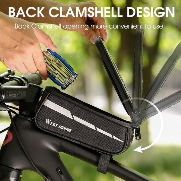 WEST BIKING 7 inches Mountain Bike Mobile Phone Touch Screen Front Beam Bag (Black) - Image 6