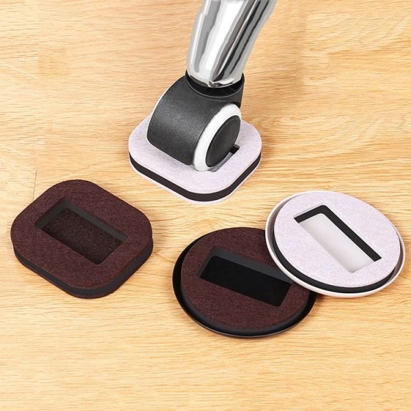 5 PCS Computer Seat Pulley Holder Chair Roller Non-slip Pad (Square Bean-colored Felt Bottom) - Image 2