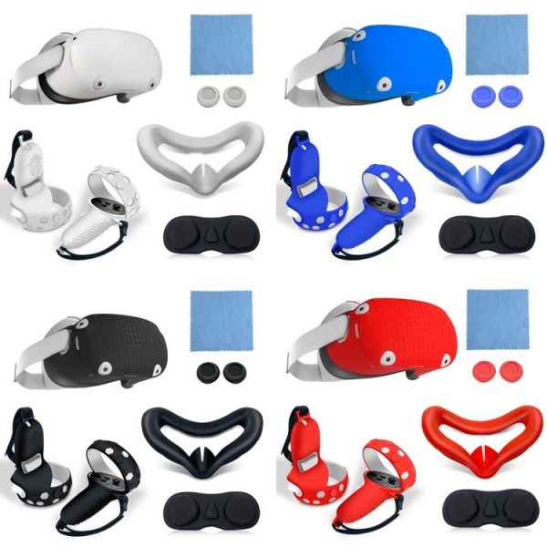 6 PCS / Set For Meta Quest Silicone All-Inclusive Console Controller Cover (Red) - Image 2
