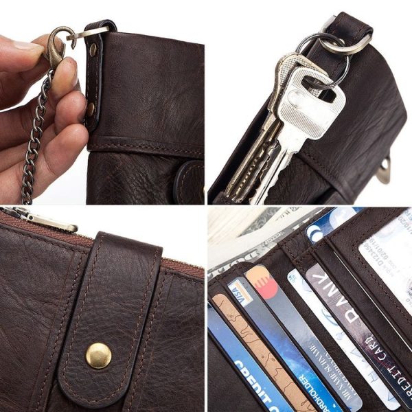 BP804 RFID Anti-Theft Wallet Multi-Function Buckle Zipper Retro Leisure Coin Purse (Red) - Image 5