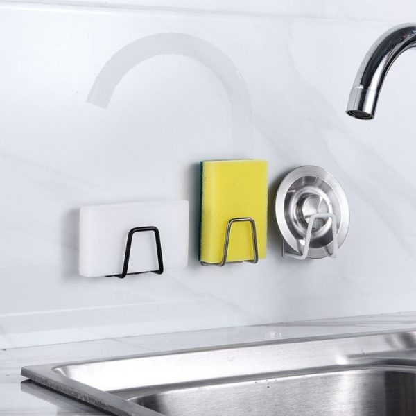 304 Stainless Steel Sponge Rack Sink Drain Rack, Color: Baking White - Image 5