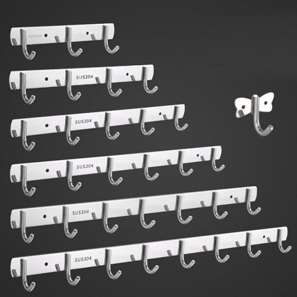 304 Stainless Steel No Punching Door Rear Coat Hook, Specification: 4 Hooks - Image 2
