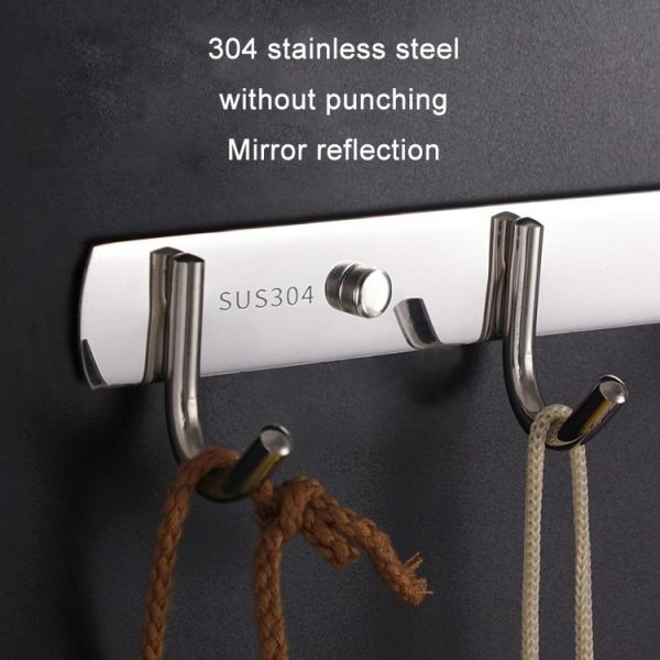 304 Stainless Steel No Punching Door Rear Coat Hook, Specification: 4 Hooks - Image 5