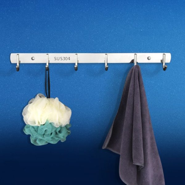 304 Stainless Steel No Punching Door Rear Coat Hook, Specification: 4 Hooks - Image 6