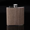 6oz Wood Leather Hip Flask Stainless Steel Whiskey Wine Alcohol Flagon (Style 5)