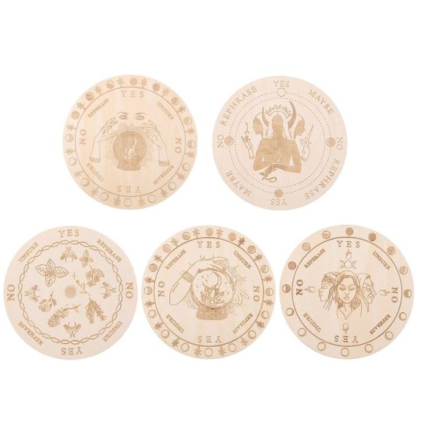 Carving Pattern Round Wood Craft Ouija Board 25cm (2) - Image 2
