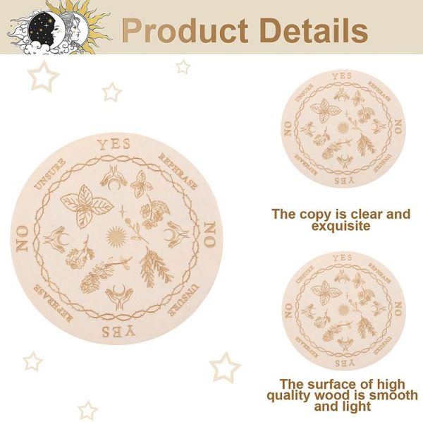 Carving Pattern Round Wood Craft Ouija Board 25cm (2) - Image 4
