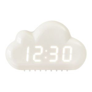 1966 Cute Cloud Shape Voice-activated LED Bedside Alarm Clock (White)