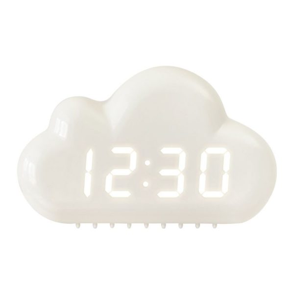 1966 Cute Cloud Shape Voice-activated LED Bedside Alarm Clock (White)